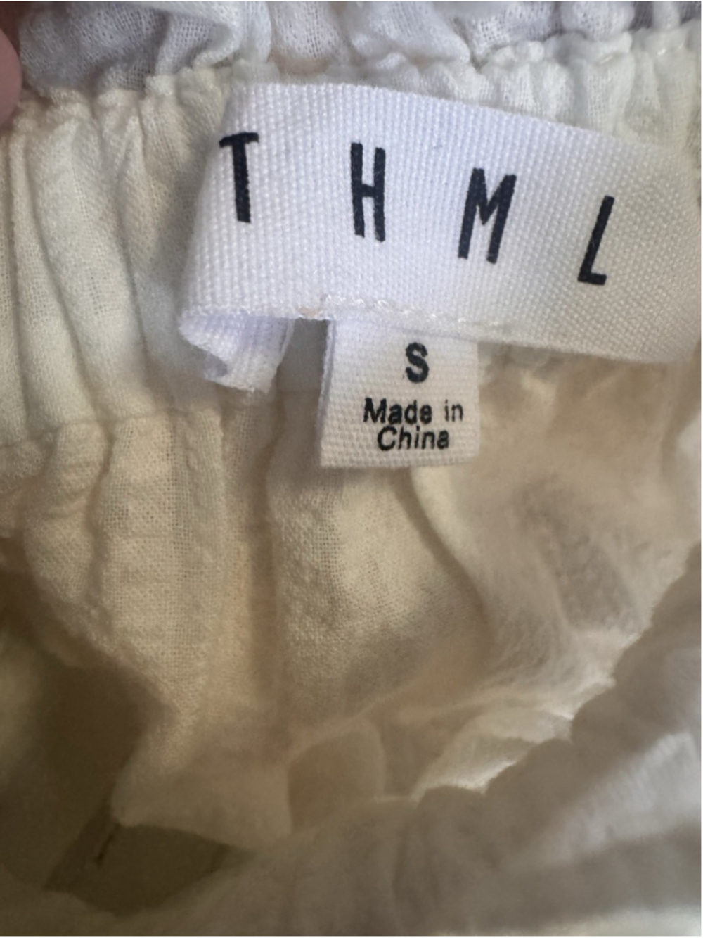 THML White Blouse with Colorful Puff Sleeves Cotton Size Small - Picture 5 of 8